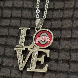 Ohio State Silver LOVE Pendant Necklace